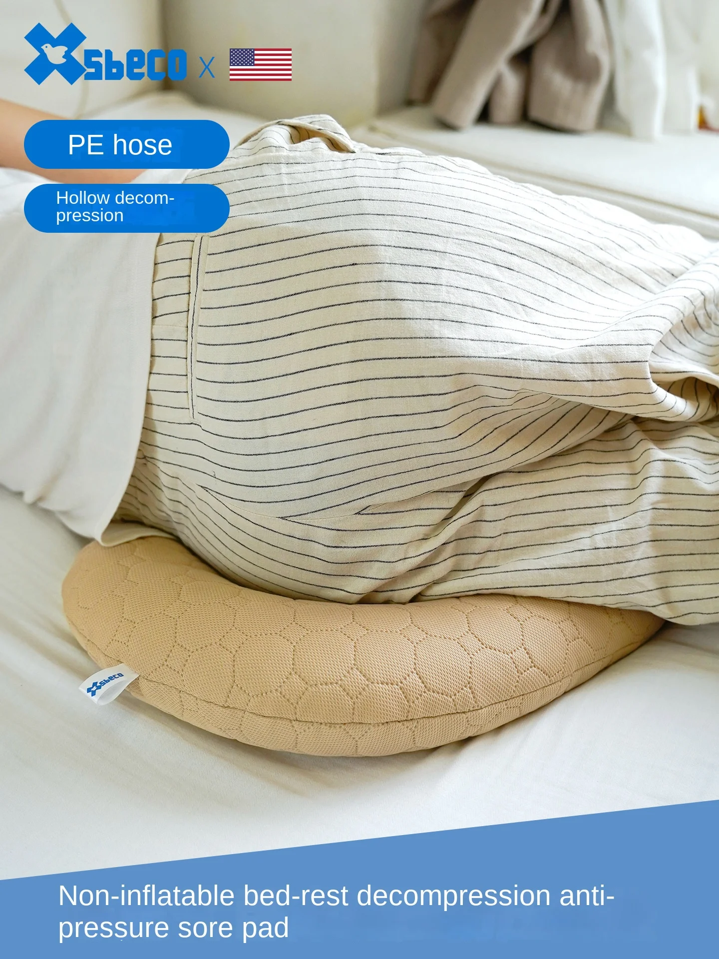 Upgraded Breathable PE Tube Seat Cushion, Pressure Relief Butt Pad, Comfort Sitting Accessory for Elderly Long Rest view 2