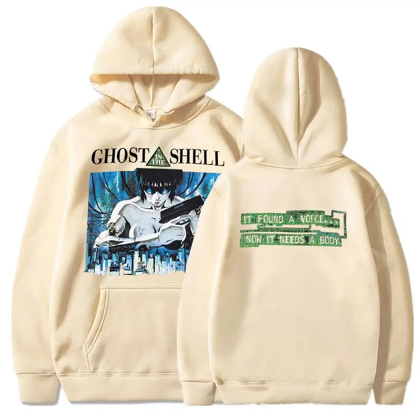 Goth Harajuku Print Hoodies 90s Manga Ghost in The Shell Hoodie Kusanagi Motoko Anime Fashion Hooded Graphic Print Hoodie Unisex