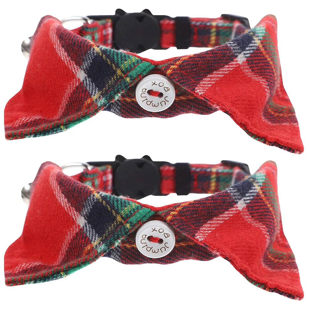 

2pcs Cat Cute Adjustable Pet Collar Bell Reusable Decorative For Daily Wear Party Christmas Collars For Cats Comfortable Small