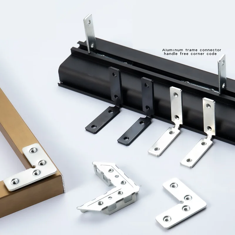 Cabinet Handle-Free Corner Code Fixed Threaded Aluminum Frame Right Angle Cold-Rolled Steel Cabinet Door Window Connection Iron
