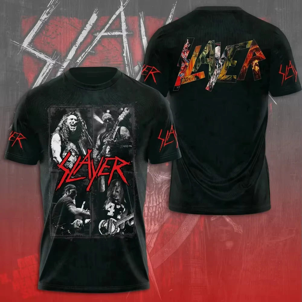 Новые футболки с 3D-принтом Rock Band Slayer для мужчин и женщин, модные топы в стиле хип-хоп, футболки с короткими рукавами, повседневная мужская одежда