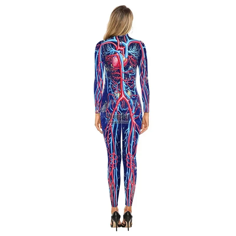 

★ Halloween Cosplay Costume Jumpsuit for men and women, human body, skull, skeleton, print ♥ All corners of the country