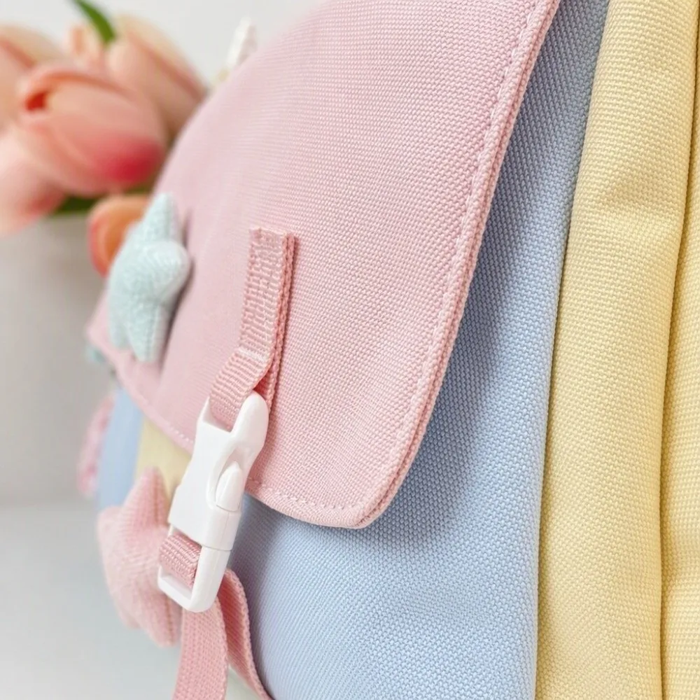 Large Capacity Macaron Color Travel Duffle Bag Star Multi-pocket Gym Shoulder Bag Polyester Portable Crossbody Bag Short Trip