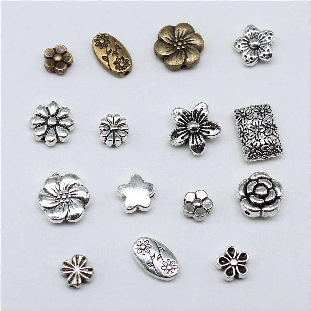 20pcs Flower Small Hole Bead Charms For Jewelry Making DIY Crafts Making Findings Handmade Tibetan Jewelry