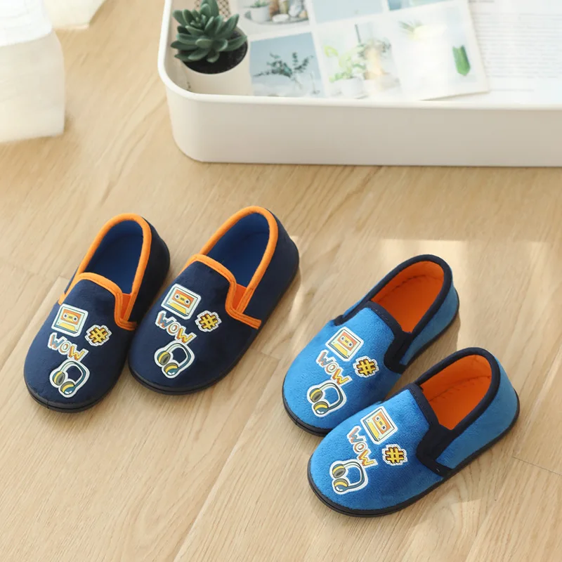 Cartoon spring and autumn boy audio earphones non-slip thick-soled indoor home floor slippers children's shoes