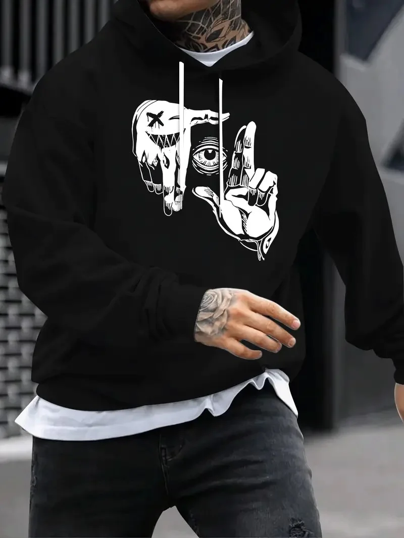 السترة الرجالية الجديدة لربيع وخريف 2025 هي طباعة عين إيماءة ثلاثية الأبعاد عصرية ناعمة ومريحة