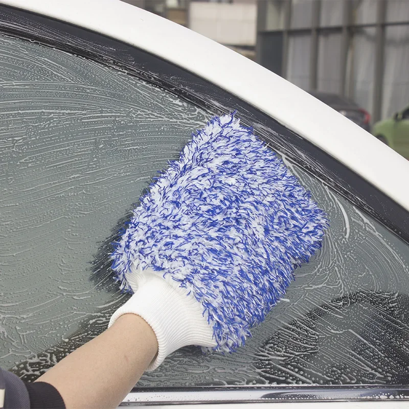 Car Cleaning Glove Soft Microfiber Thicken Plush Car Cleaning Tools Auto Detail Cleaning Mitt Double-faced Glove Car Accessories