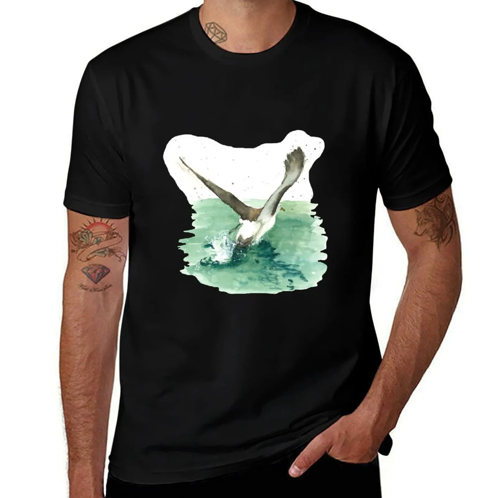 Albatross taking off T-Shirt Soft Casual Short Sleeve Cotton Tee T-Shirt
