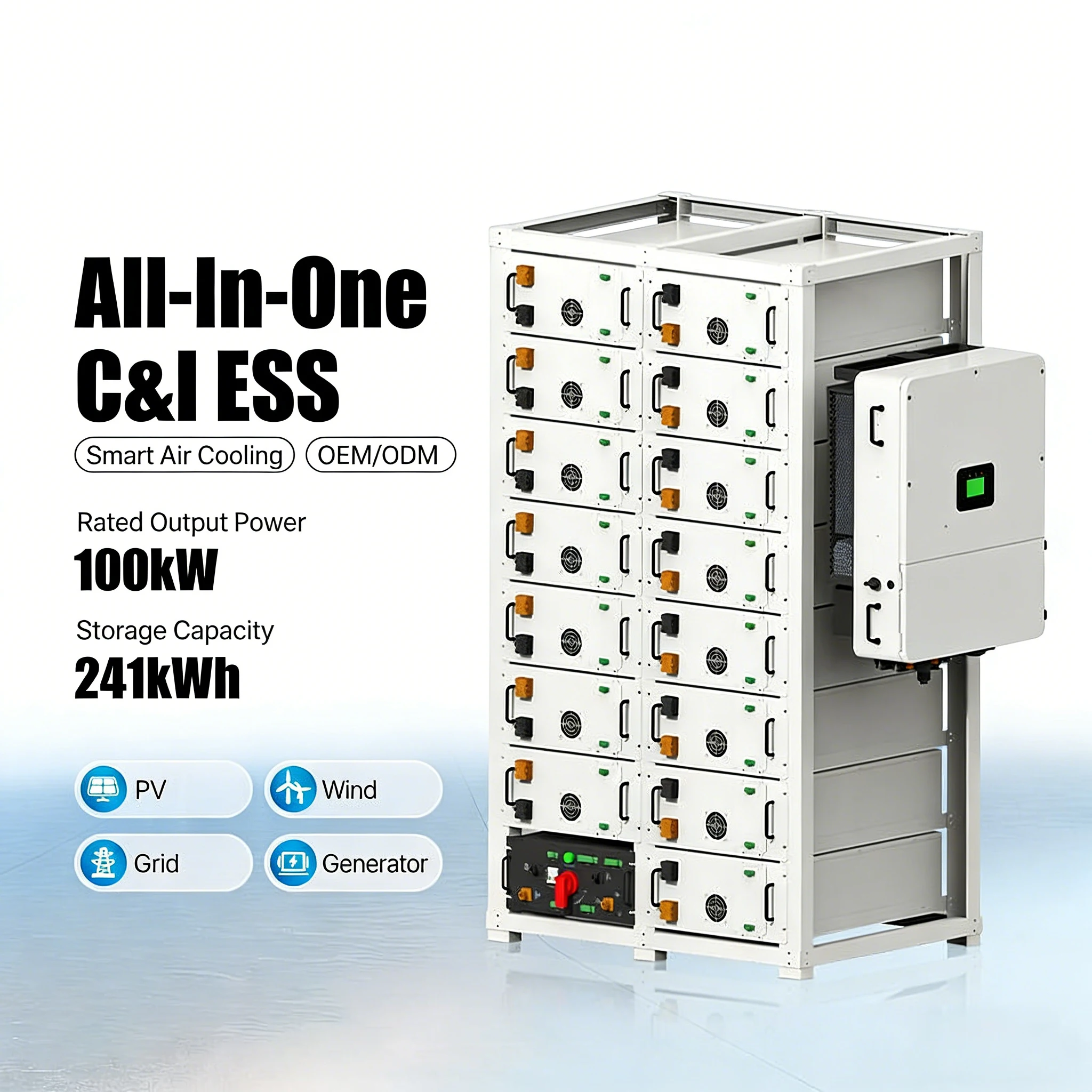 Rack-mounted 50kW-180kWh 100kWh Solar Energy Storage System