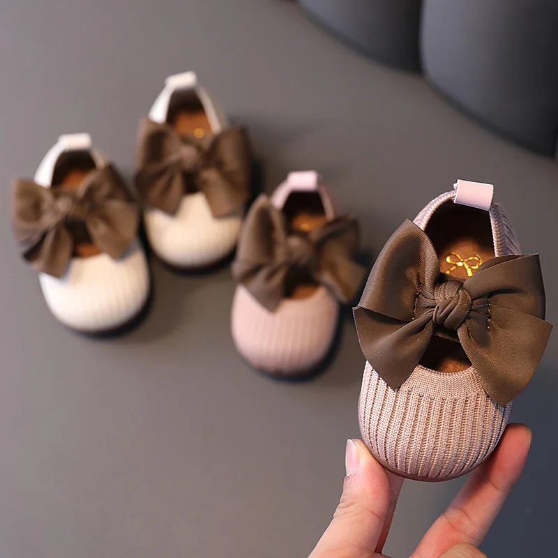 Baby Spring and Autumn Cute Bow Pink Soft Rubber Bottom Anti slip Princess Shoes 0-18 Months Newborn Casual Walking Shoes