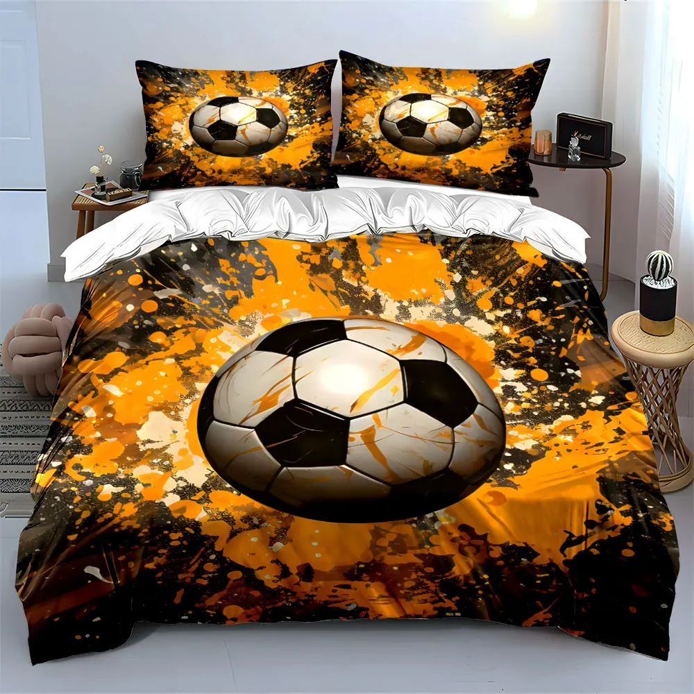 

"Soccer-Themed Sports Gear Set" Multiple sizes kid's and adults' bedroom Exquisite 3PC bedding set, gift
