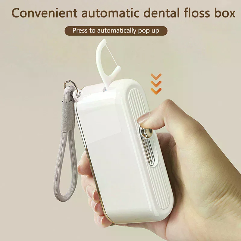 /ACR/Dispenser Automatic Ejectable Floss Organiser Oral Care Press-on Disposable Flossing Sticks Refillable Storage Box Floss