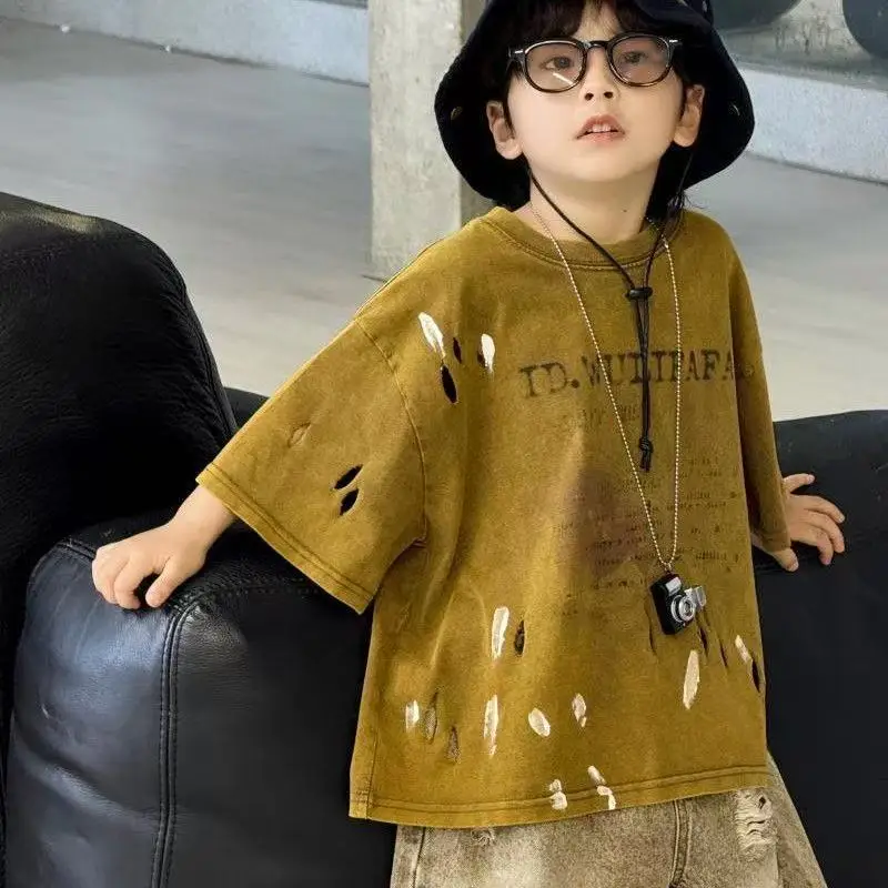 

Children's Clothing Boys Summer Sports Set 2025 New Children's Casual Short Sleeved Clothing Thin T-shirt Two-piece Set Trendy
