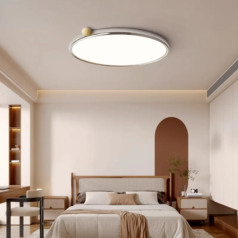 Bauhaus Vintage Bedroom Ceiling Light, Chrome Ultra-thin Retro Eye-friendly, Minimalist Bedroom Light