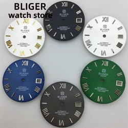 BLIGER/NO logo 29mm Sterile dial Black Gray Green Blue White Rome Number dial Suitable for NH35 NH36 movement