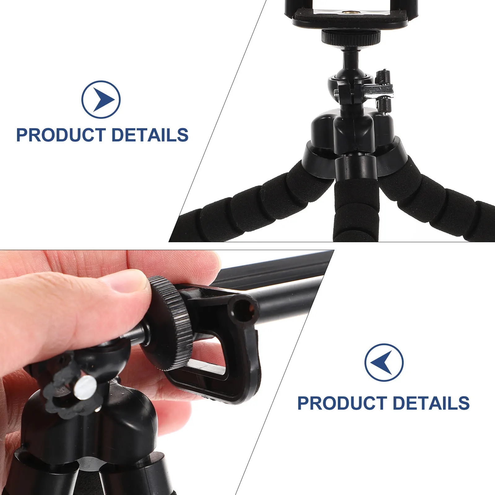 1Set Phone Camera Tripod Stainless Steel Stable Adjustable Desktop Stand for Mobile and Camera Photography Lightweight Portable