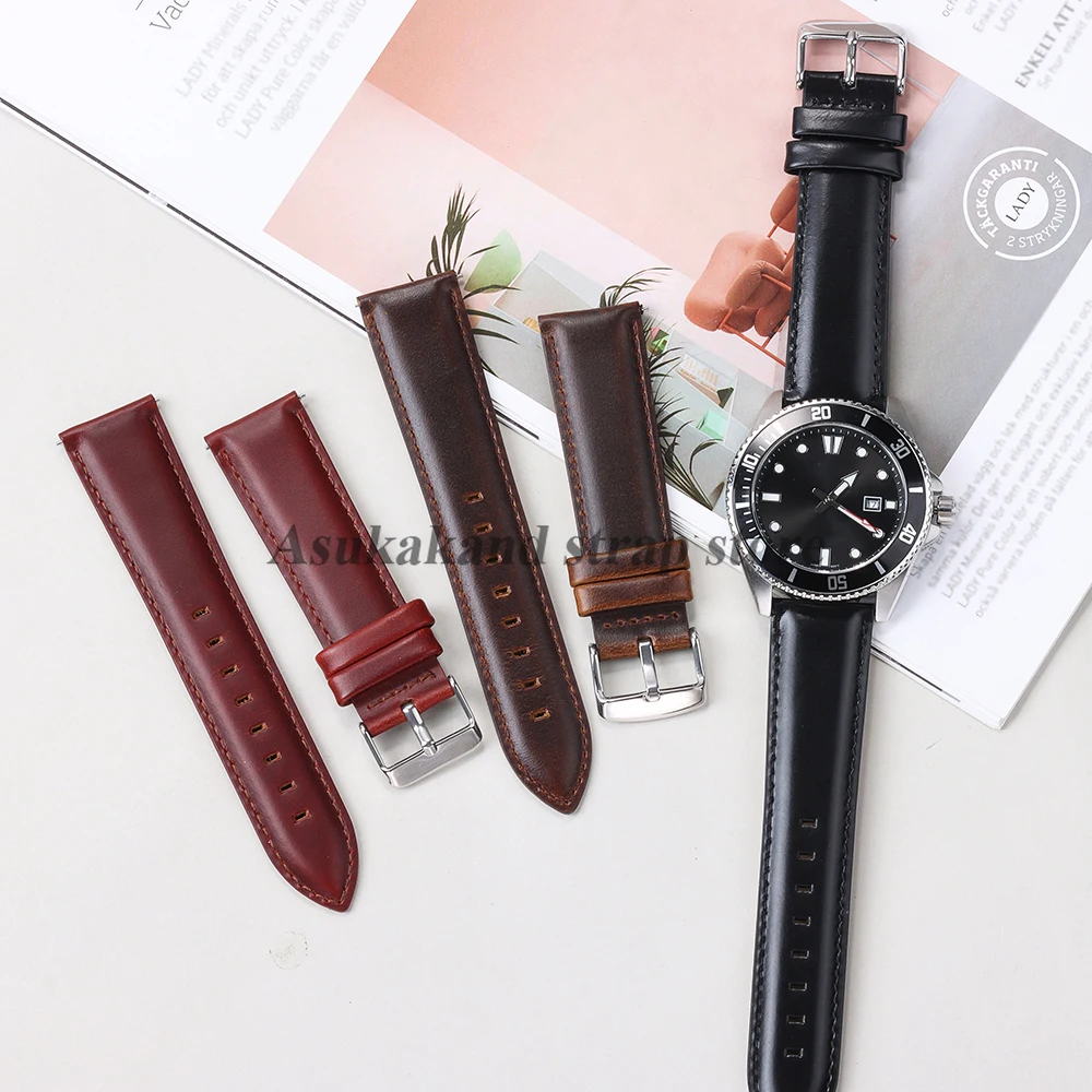 Pulseira de relógio de couro de liberação rápida 18mm 20mm 22mm para huawei relógio gt5 gt4 pulseira para seiko feminino masculino 12mm 14mm pulseira macia