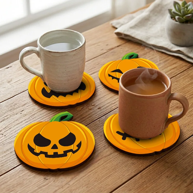Halloween Pumpkin Coaster Creative Cartoon Pumpkin Insulation Pad Home Anti scald Desktop Protection Pad
