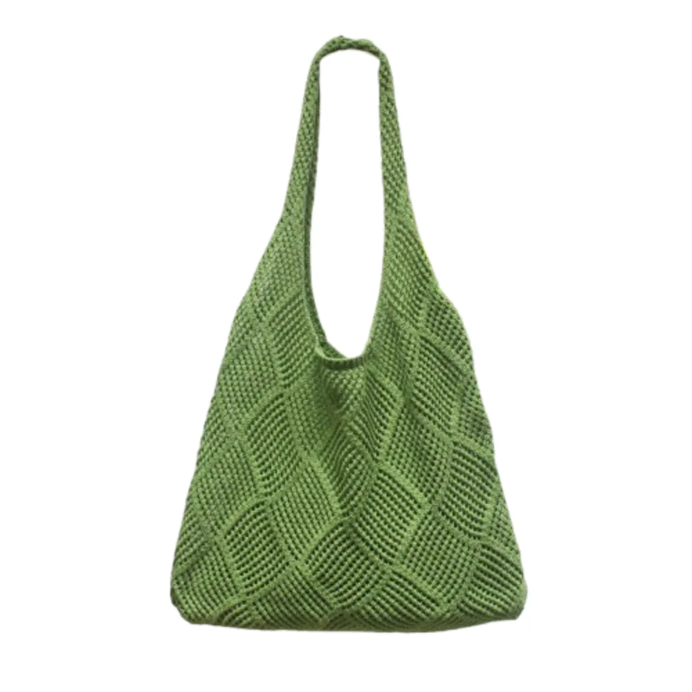 Рюкзак для девочек, полая тканая вязаная сумка, большая вместительная модная вязаная крючком пляжная сумка, однотонная повседневная сумка для покупок на лето