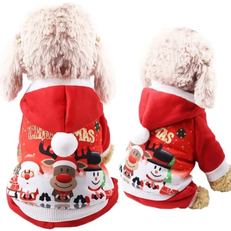 Sudadera con capucha navideña para perros, disfraz de otoño e invierno, abrigo cálido para perros pequeños y medianos, chaqueta para cachorros, ropa para mascotas de raza Bulldog Francés