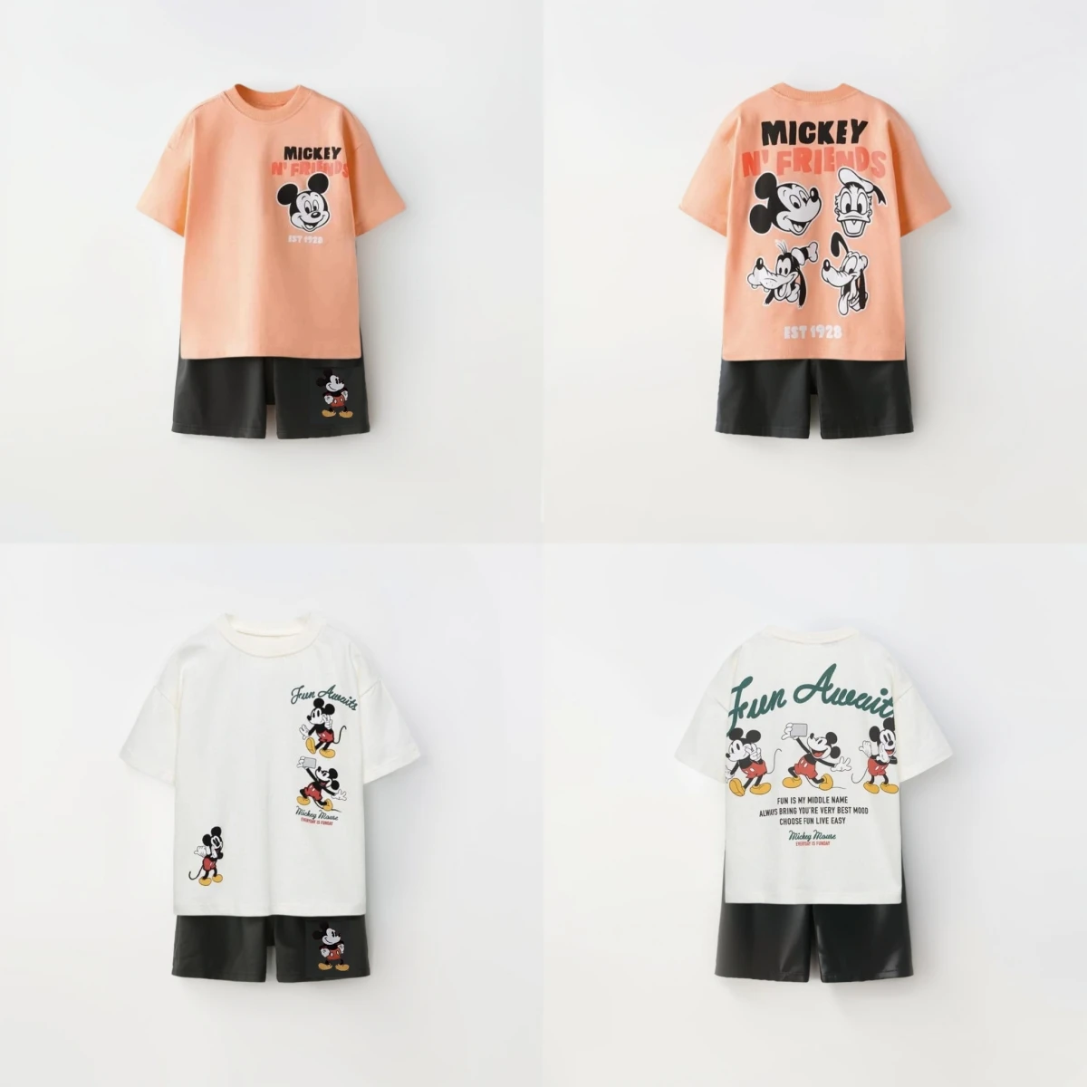 

2025 Fashion Children's Set Mickey T-shirt Shorts Two Piece Set Summer Clothing Casual Cartoon Children's Short Sleeve Set