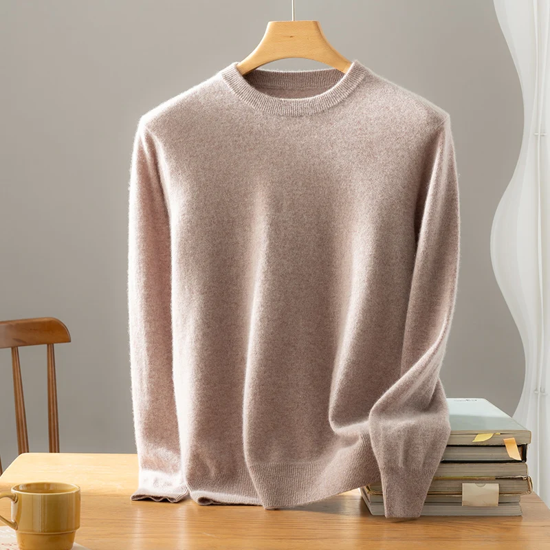 

Basic Men's Seamless Pure Cashmere Pullover Sweater Autumn Winter O-neck Solid Versatile Knitwear Casual Simple Man Clothes Tops