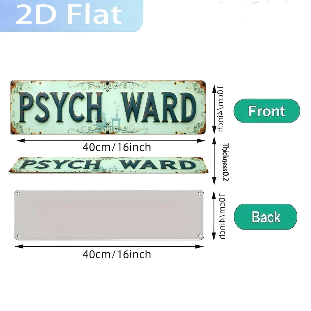 2D Flat, 1pc Retro Psych Ward Sign - Wall-Mounted Suitable for Cozy Bedrooms, Cafes & Psychiatric Unit Decor, Vintage Panel Art