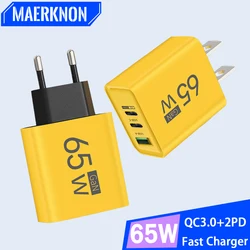 PD 65W GaN USB şarj hızlı şarj 3.0 ab/abd Plug duvar şarj iPhone 15 için Xiaomi Samsung tipi C hızlı şarj telefon adaptörü