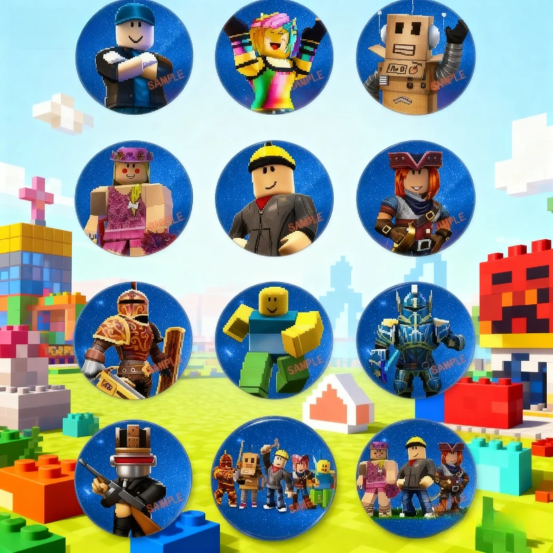 ROBLOX Game Themed 12 Stück Brosche aus Weißblech für Kleidung und Tasche, Abzeichen für Kindergeburtstag, Partyzubehör, Geschenke für Freunde