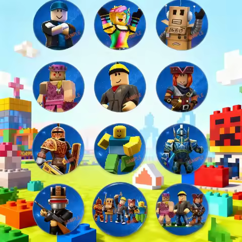 ROBLOX Game Themed 12pcs Brooch Tinplate Badges for Clothing &amp; Bag Badge Kids Birthday Party Supplies Friend Gifts