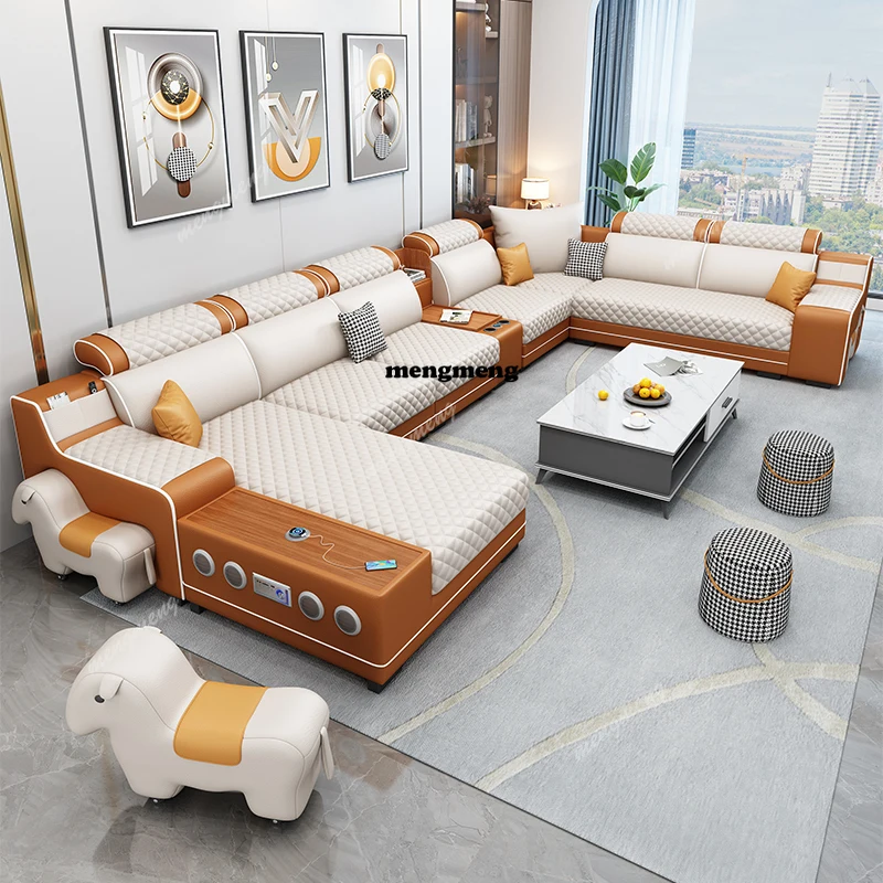 

Multifunctional European Living Room Sofas Lazy 2 Seater Sectional Relaxing Sofa Coffee Tables Tv Stands Canape Lit Furnitures