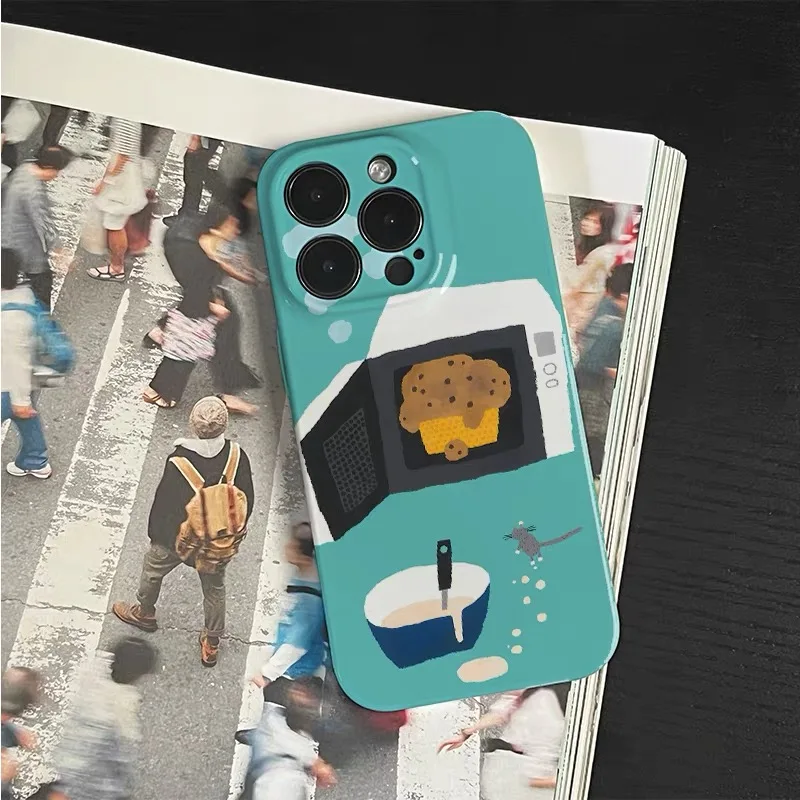 그린 케이크 베이킹 아트 일러스트레이션 아이폰 케이스 (아이폰 17 에어, 16E, 15 프로맥스, 14플러스, 13, 12 미니, 11, 16플러스, XR 아크릴 폰 커버)
