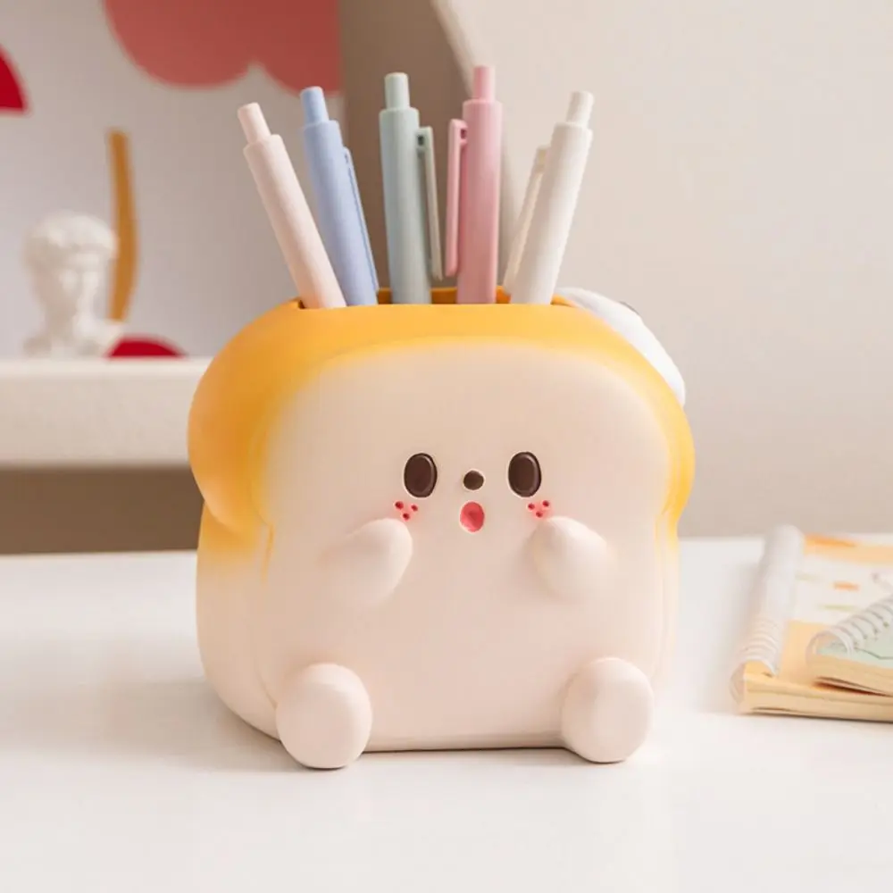 Kawaii Maneki Neko Lucky Bag Pen Holder Toast Cute Desktop Storage Box Multifunction Cat Makeup Brush Case Pen Storage