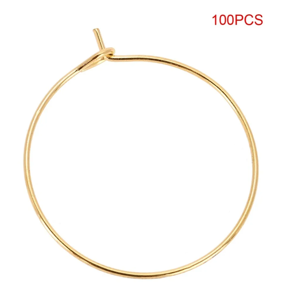 100Pcs Gold/Silver Color Steel Circle Earring Loops Open Loop Design Round Shape Jewelry Findings Earring Hoop Rings