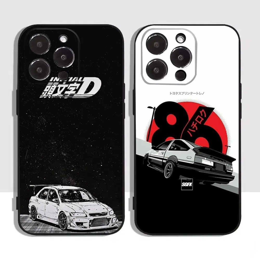 Anime l-nitial D Cool Phone Case For Apple iPhone 15,14,13,12,11,XS,XR,X,8,7,Pro,Max,Plus,mini Silicone Black Cover