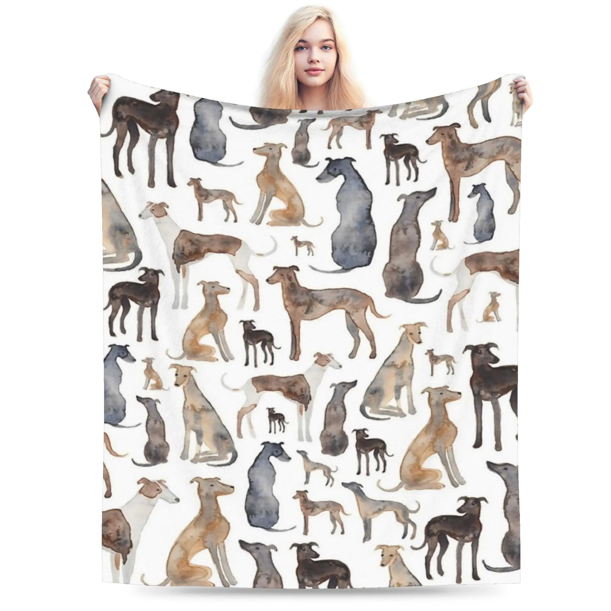 Greyhounds Pet  Whippet Galgo Lurcher Blanket Greyhound Dog Flannel Funny Warm Throw Blanket for Coverlet Decoration