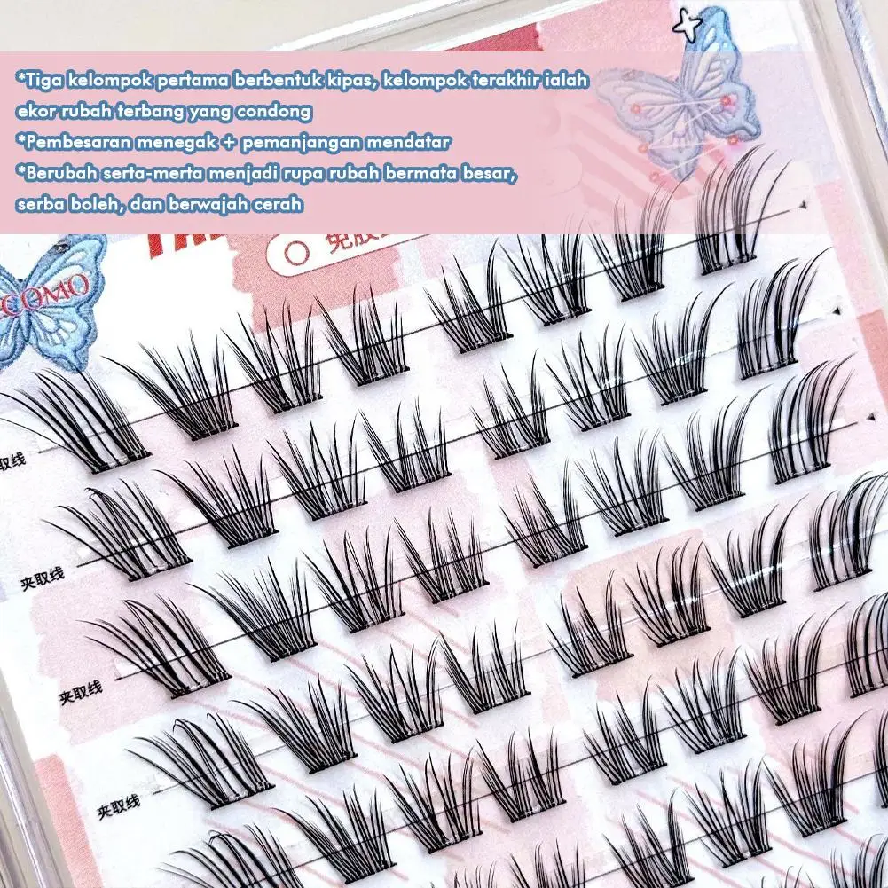 Faux-cils sans colle, sensation de greffage sauvage, épais et photogénique, Style renard, gros yeux, outil de maquillage