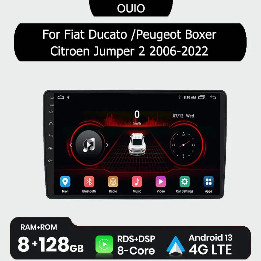 

Android radio For Fiat Ducato Peugeot Boxer Citroen Jumper 2 2006-2022 Car stereo Multimedia Player Carplay Auto GPS navigation