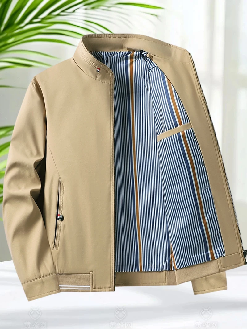 Blazer Jacket Men Casual Jacket Spring Autumn Workwear Stand Collar Zip Up Coats Men Lightweight Business Style Thin Jackets