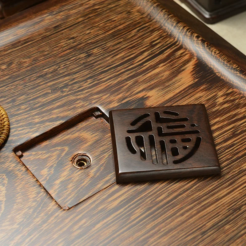 صينية شاي خشبية، صغيرة من خشب الصندل الأسود، طاولة شاي منزلي بسيط من خشب الورد #4