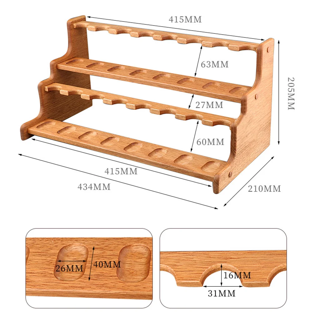 16 position pipe wooden rack double layer solid wood pipe rack tobacco pipe Stand For 16 Smoking Pipe portable detachable Rack