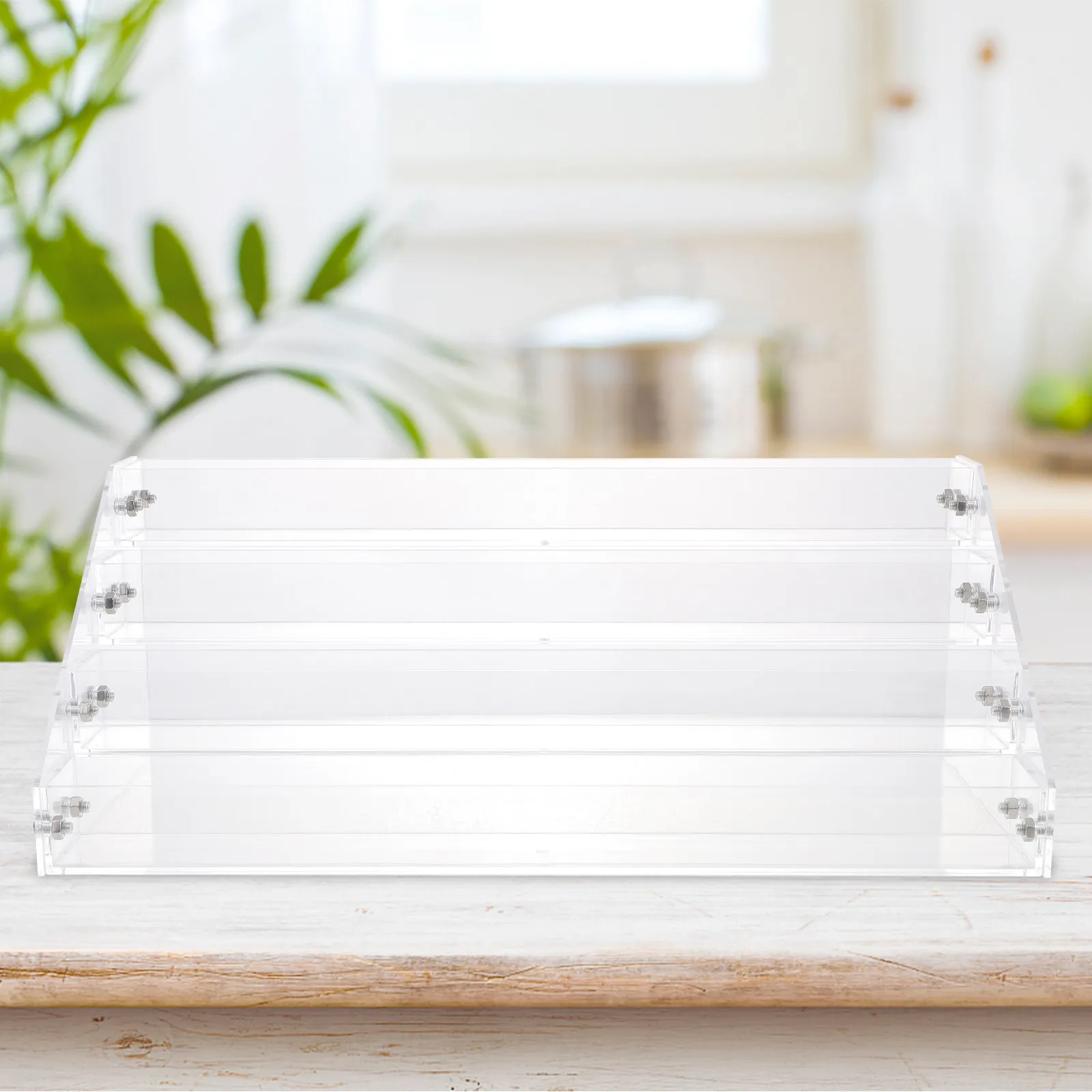 4-Layer Acrylic Nail Polish Organizer Transparent Desktop Holder for Lipstick Nail Polish Brushes Eyebrow Pencil