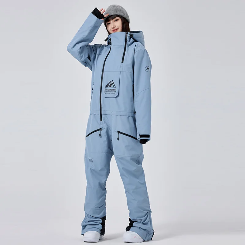 Ladies Windproof Ski Overalls Winter New Skiing Suites Couple Warm Jumpsuits Men Baggy Snow Clothes Snowboarding Tracksuit Set