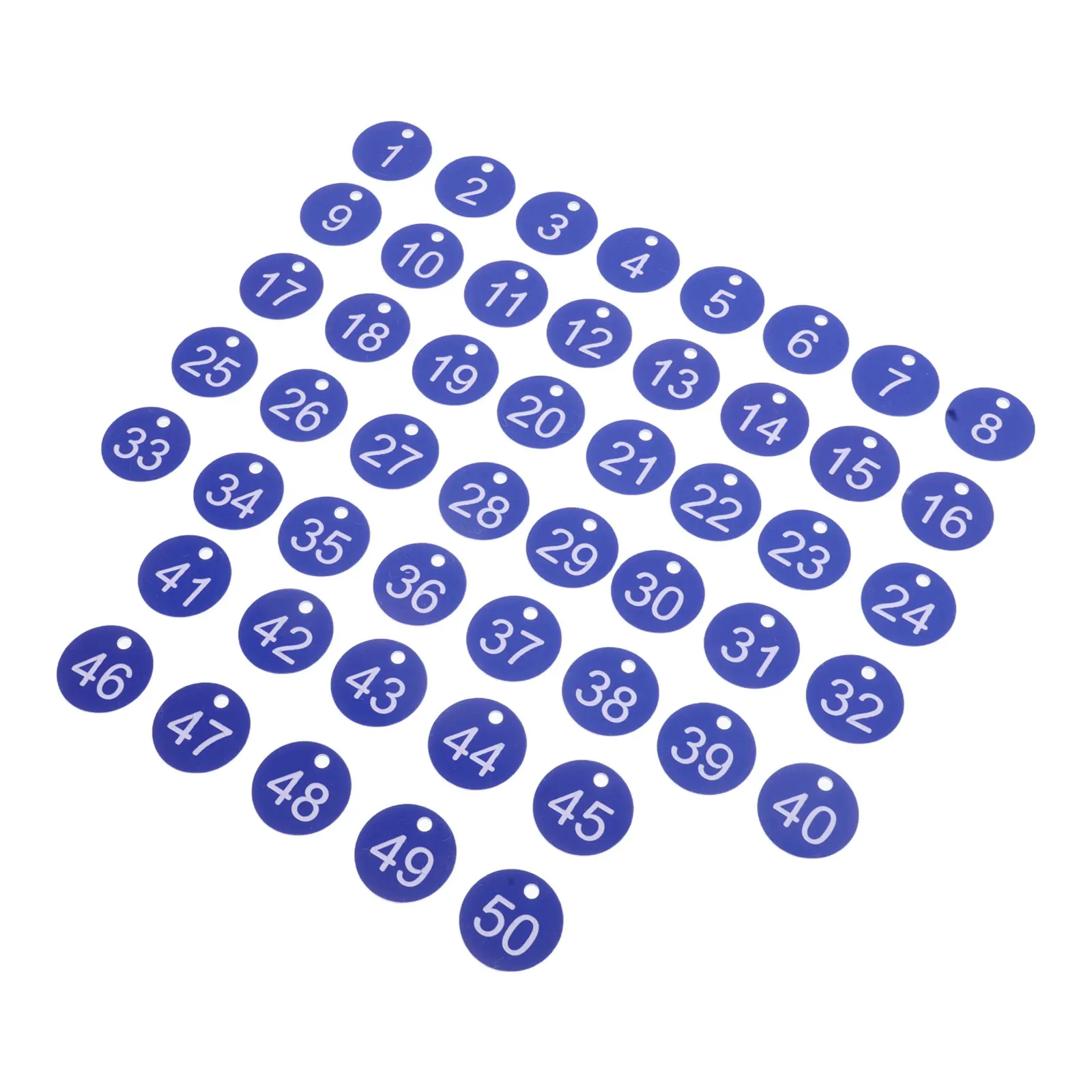 

50Pcs Colored Key Tags: Reusable Numbered Plastic Id Discs 1-50 Hole for Locker Cabinet Keychain Labeling