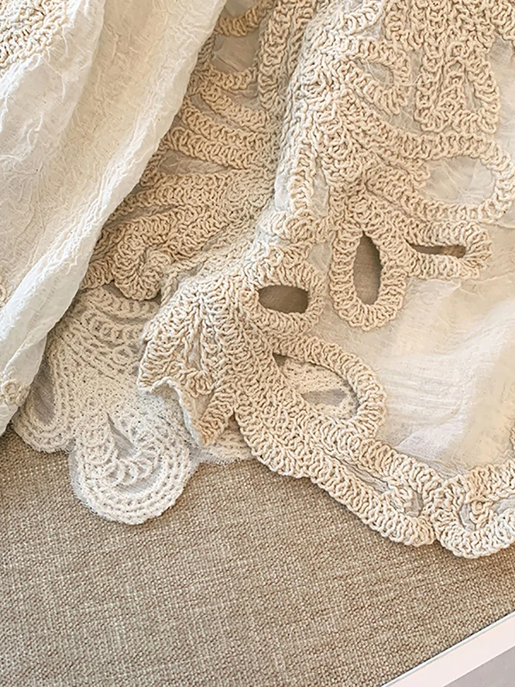 Ele Long Sve مطرز بالدانتيل irt المرأة فضفاضة عادية Sle ربيع الخريف جديد الحلو Sle تنفس البوليستر irt