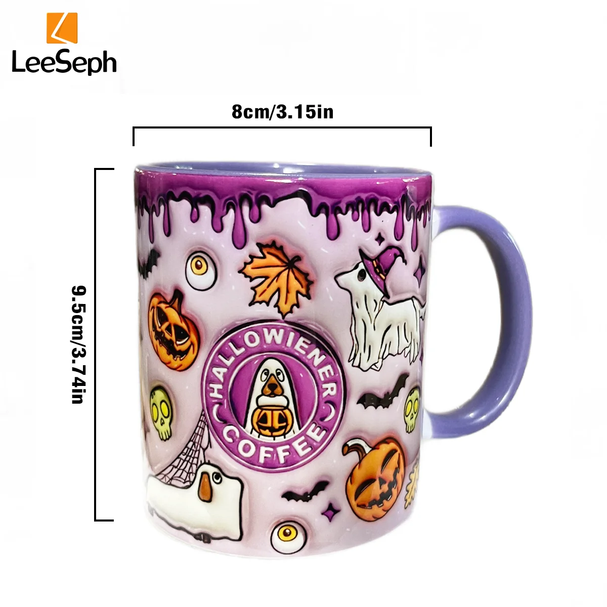 Leeseph 3D Effect Halloween Mug, Trick or Treat Halloween Pumpkin Ghost Ceramic Coffee Mug, Coffee Lover Halloween Decor Gift