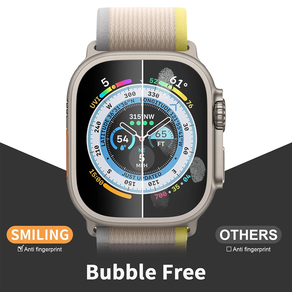 アップルウォッチ用透明強化ガラスフィルム,スクリーンプロテクター,カバー,防水,気泡なし,iwatchアクセサリー,49mm