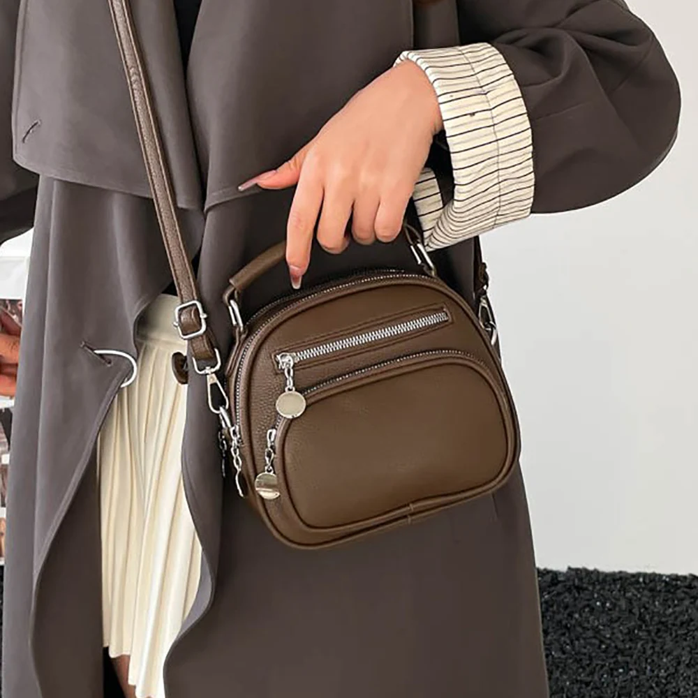 2026 Spring New Solid Color Crossbody Bag for Women High Grade Delicate Zipper Handbags Daily All-Match Versatile Shoulder Bags