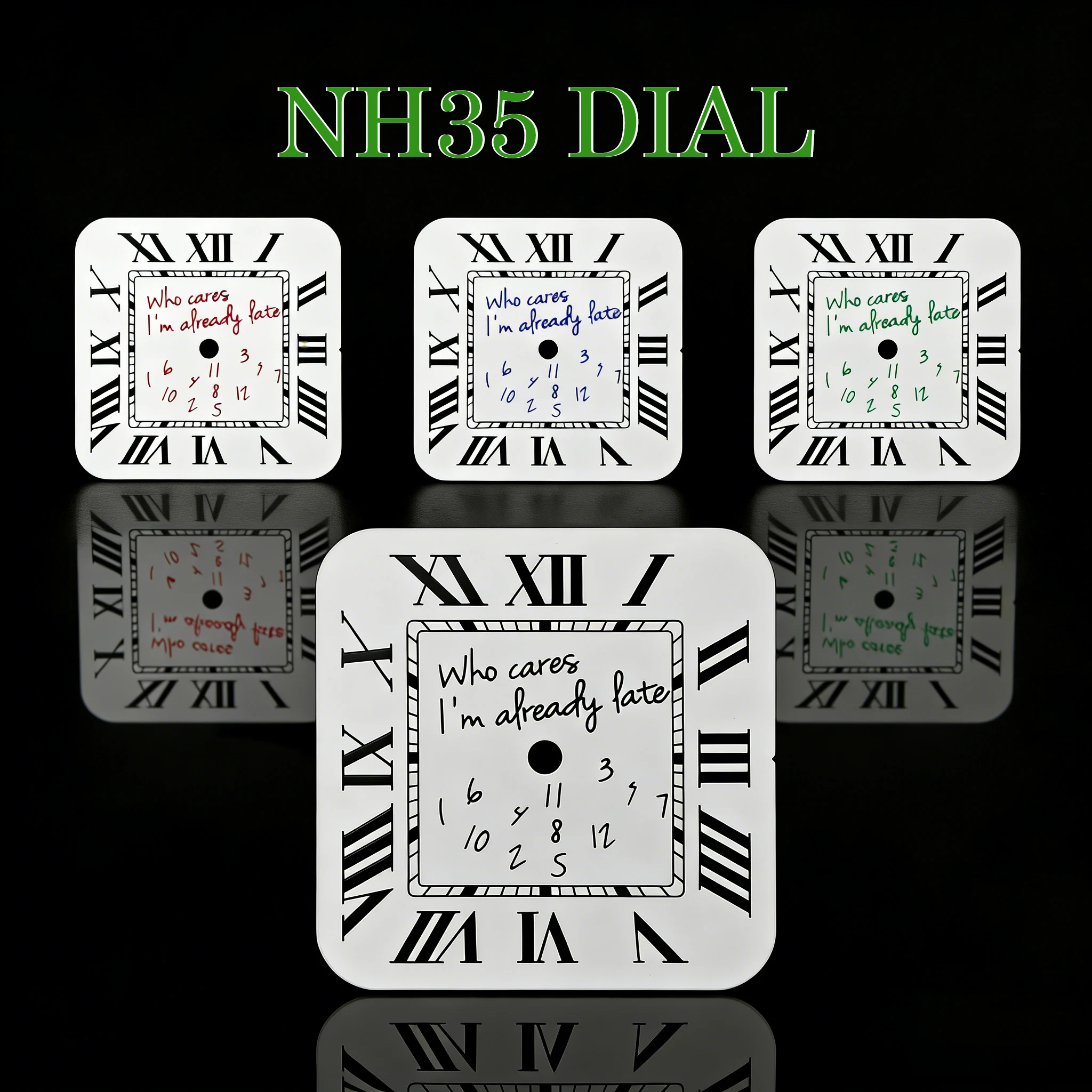 NH35 watch square dial who cares white dial 27mm Roman numeral dial fit NH35 Movement watch accessories mechanical watch