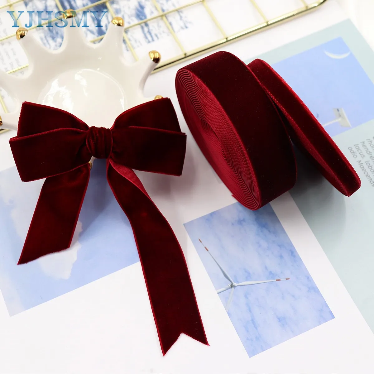 5 Yards Velvet Ribbon Single Face Ribbon Solid Colors Velvet Ribbon for Package Wrapping Hair Bow Clip Accessory DIY Craft